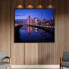 Quadro Decorativo Tela Canvas Paisagem Blue Harbor Com Moldur