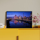 Quadro Decorativo Tela Canvas Paisagem Blue Harbor Com Moldur