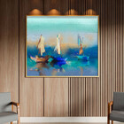 Quadro Decorativo Tela Canvas Paisagem Blue Harbor Com Moldur