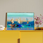 Quadro Decorativo Tela Canvas Paisagem Blue Harbor Com Moldur