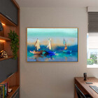 Quadro Decorativo Tela Canvas Paisagem Blue Harbor Com Moldur