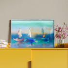 Quadro Decorativo Tela Canvas Paisagem Blue Harbor Com Moldur