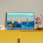 Quadro Decorativo Tela Canvas Paisagem Blue Harbor Com Moldur