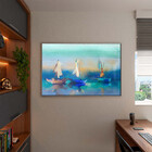 Quadro Decorativo Tela Canvas Paisagem Blue Harbor Com Moldur