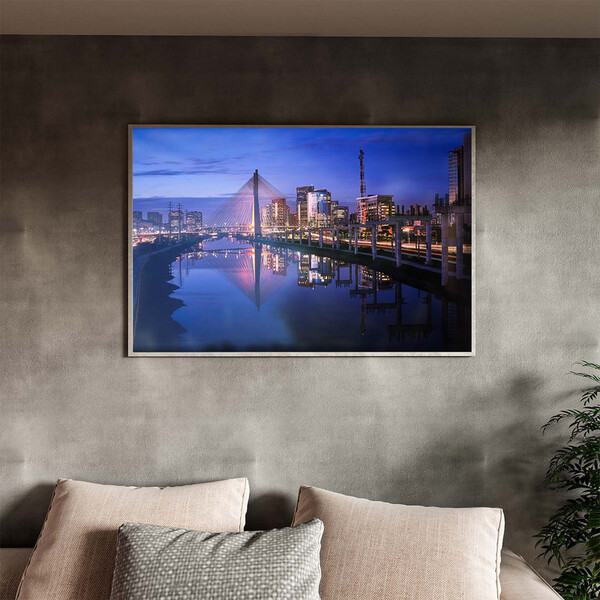 Quadro Decorativo Tela Canvas Urbanismo Blue City Com Moldura