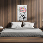 Quadro Decorativo Tela Em Lona Abstrato Mulher Com Flores Na