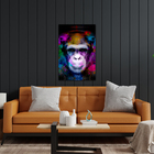 Quadro Decorativo Tela Em Lona Dj Macaco Colorido 100x60cm