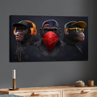 Quadro Decorativo Tela Em Lona Gangue Dos Macacos De Boné 100
