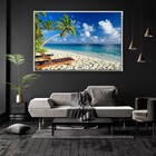 Quadro Decorativo Tela Horizontal Coconut Beach Com Moldura E