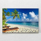 Quadro Decorativo Tela Horizontal Coconut Beach Com Moldura E