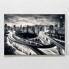 Quadro Decorativo Tela Horizontal Noite P&b Com Moldura 90x14