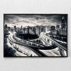 Quadro Decorativo Tela Horizontal Noite P&b Com Moldura 90x14