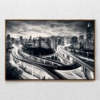 Quadro Decorativo Tela Horizontal Noite P&b Com Moldura 90x14