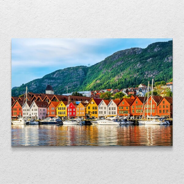 Quadro Decorativo Tela Horizontal Sem Moldura Bergen Noruega