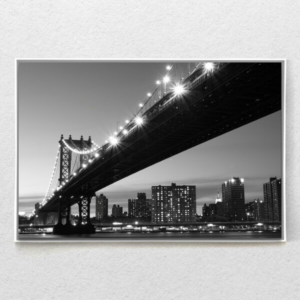 Quadro Decorativo Tela Ponte De Manhattan Com Moldura 100x160