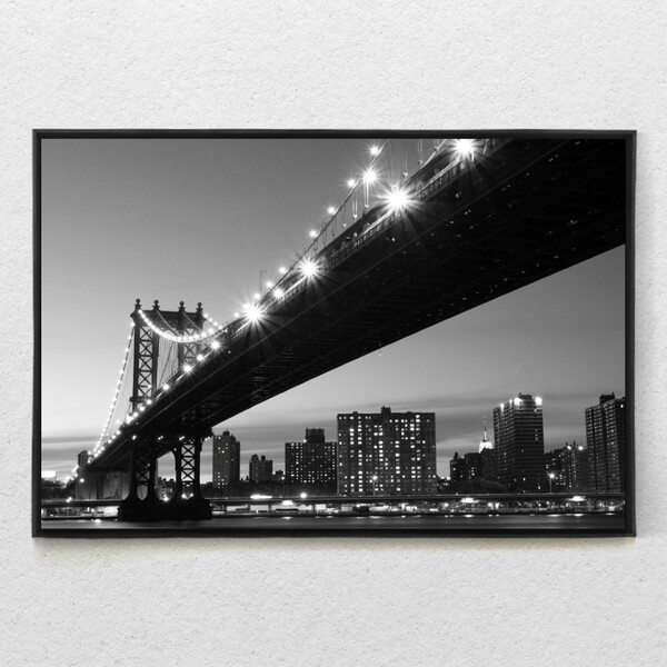 Quadro Decorativo Tela Ponte De Manhattan Com Moldura 80x120
