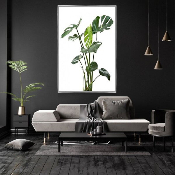 Quadro Decorativo Tela Vertical Costela De Adão Com Moldura E