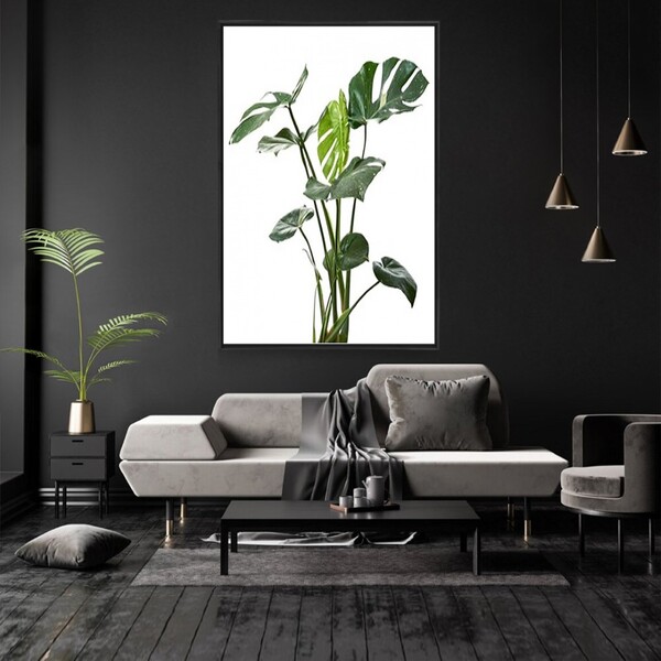 Quadro Decorativo Tela Vertical Costela De Adão Com Moldura E