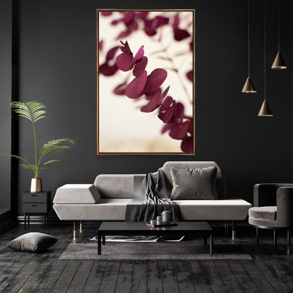 Quadro Decorativo Tela Vertical Flor Com Moldura E Sem Vidro