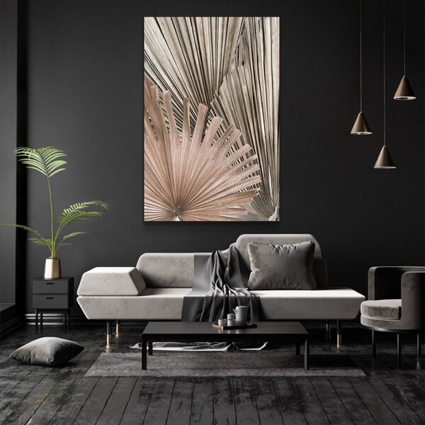 Quadro Decorativo Tela Vertical Folha Seca Sem Moldura E Sem