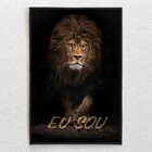 Quadro Decorativo Tela Vertical Leão Eu Sou Com Moldura E Sem