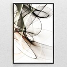 Quadro Decorativo Tela Vertical Linhas Em Circulo Com Moldura