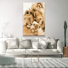 Quadro Decorativo Tela Vertical Lion Amoroso Sem Moldura E Se