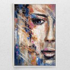 Quadro Decorativo Tela Vertical Pintura Rosto Com Moldura E S