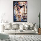 Quadro Decorativo Tela Vertical Pintura Rosto Com Moldura E S