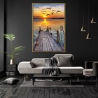 Quadro Decorativo Tela Vertical Ponte Por Do Sol Com Moldura