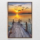 Quadro Decorativo Tela Vertical Ponte Por Do Sol Com Moldura