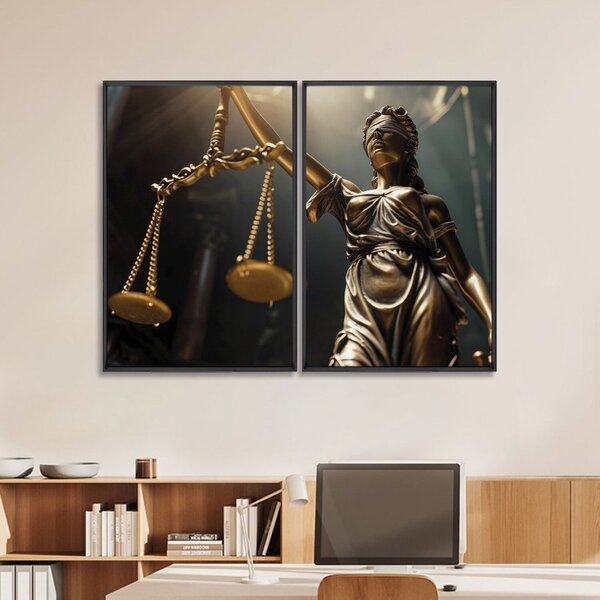 Quadro Decorativo Temático Direito Balança Da Justiça Com 2 T