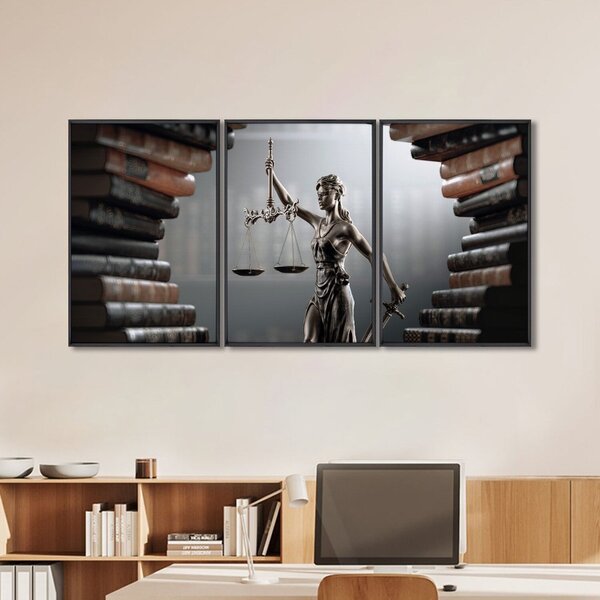 Quadro Decorativo Temático Direito Livros Com 3 Telas 60x90cm