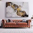 Quadro Decorativo Tendenci Abstract Branco E Dourado 200x135
