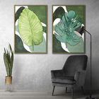 Quadro Decorativo Textura Cx Alta 2un 40x60 Folha Sob Verde1