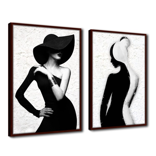 Quadro Decorativo Textura Cx Alta Estilo Mulher 2 Un 40x60  -