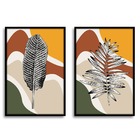 Quadro Decorativo Textura Cx Alta Folhas Em Cores 2 Un 40x60