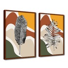 Quadro Decorativo Textura Cx Alta Folhas Em Cores 2 Un 40x60