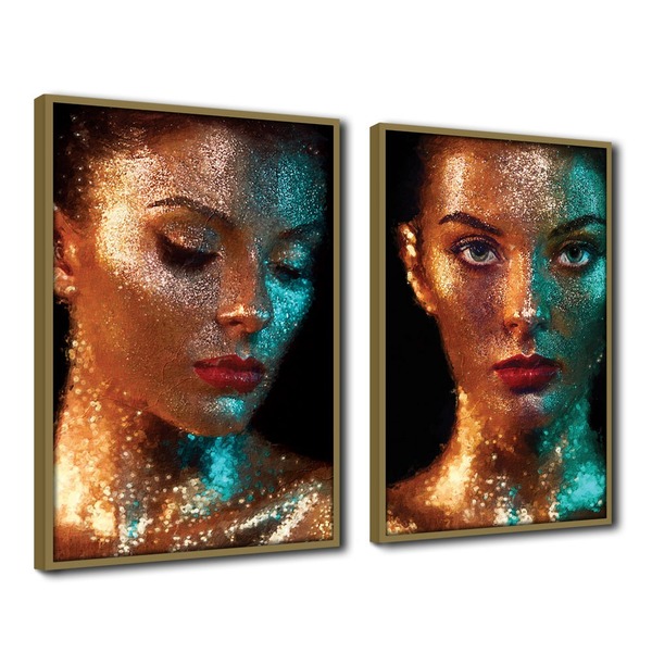 Quadro Decorativo Textura Cx Alta Pele Dourada 2 Un 40x60 - M