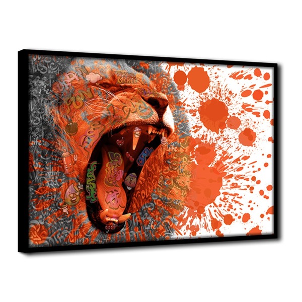 Quadro Decorativo Textura Cx Alta Rugido Leão 1 Pç 40x60  - M