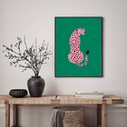 Quadro Decorativo The Pink Leopard 33x24cm - Com Vidro Moldur