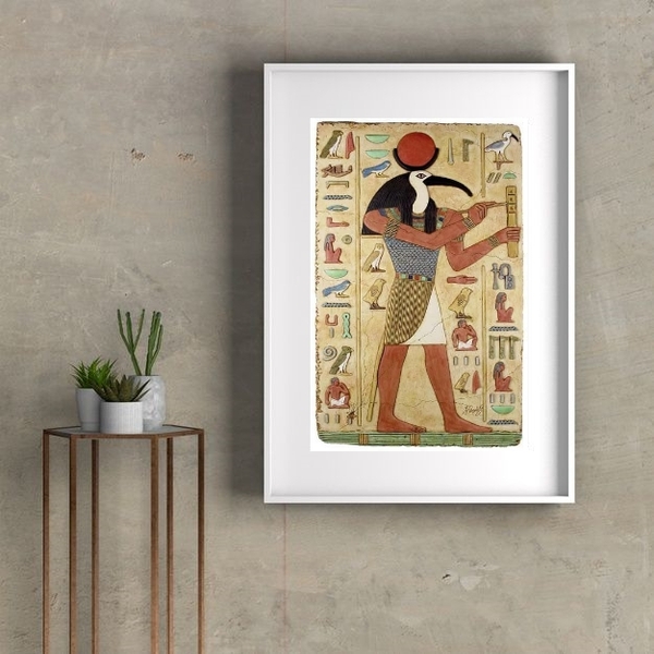 Quadro Decorativo Thoth Deus Egípcio - 60x48cm Moldura:madeir