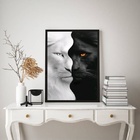 Quadro Decorativo Tigre Branco Preto - Metades 24x18cm Moldur