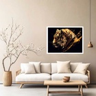 Quadro Decorativo Tigre Dourado  - 50x70cm Moldura Preta
