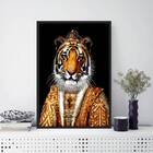 Quadro Decorativo Tigresa Rainha 24x18cm - Com Vidro Moldura: