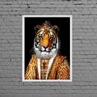 Quadro Decorativo Tigresa Rainha 24x18cm Moldura:madeira Preta