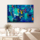 Quadro Decorativo Tinta Abstrato Azul