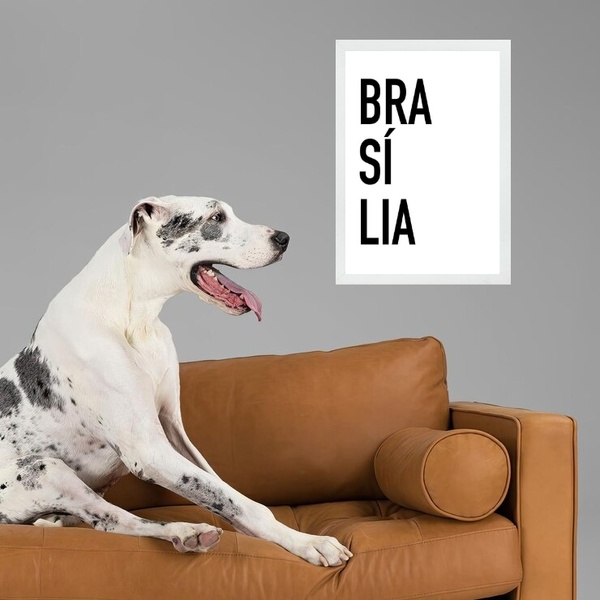 Quadro Decorativo Tipografia Brasília 24x18cm - Com Vidro Mol