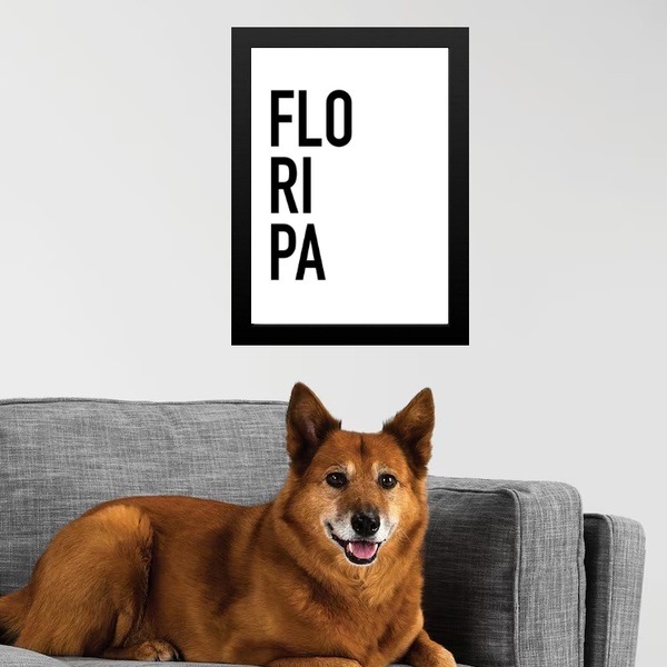 Quadro Decorativo Tipografia Floripa 45x34cm Moldura Preta