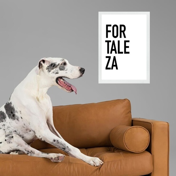 Quadro Decorativo Tipografia Fortaleza 45x34cm Moldura Preta